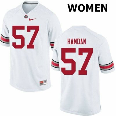 NCAA Ohio State Buckeyes Women's #57 Zaid Hamdan White Nike Football College Jersey YRX8845FE